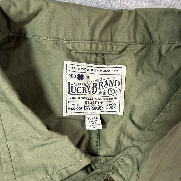 Lucky Brand Button Down Long Sleeve Shirt Jacket Shacket Sz XLarge Olive Green - Picture 6 of 11